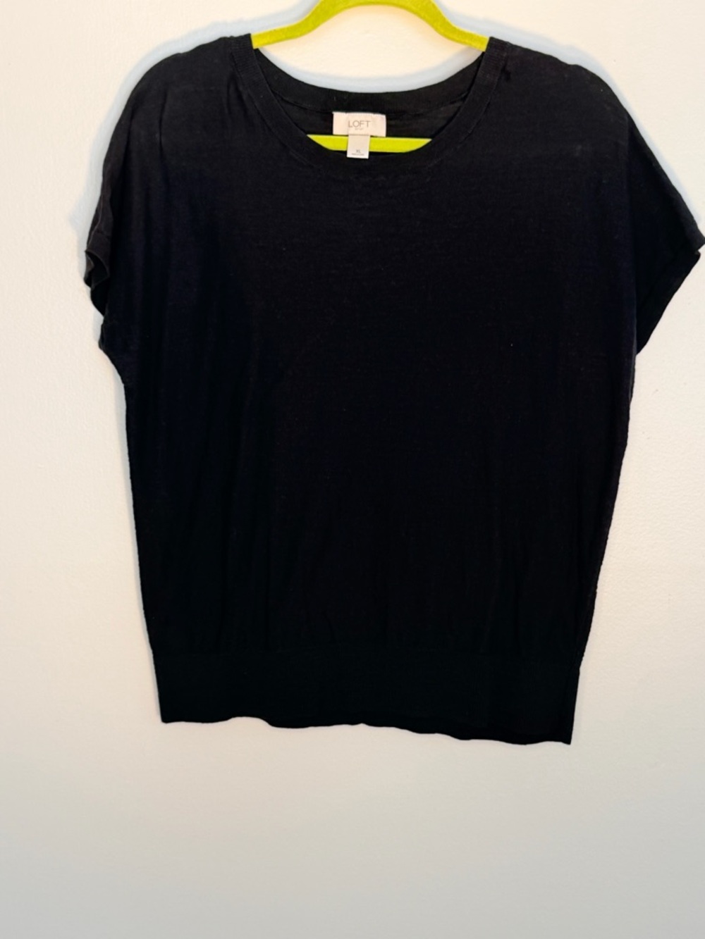 LOFT Black Short Sleeve Lightweight Knit Sweater